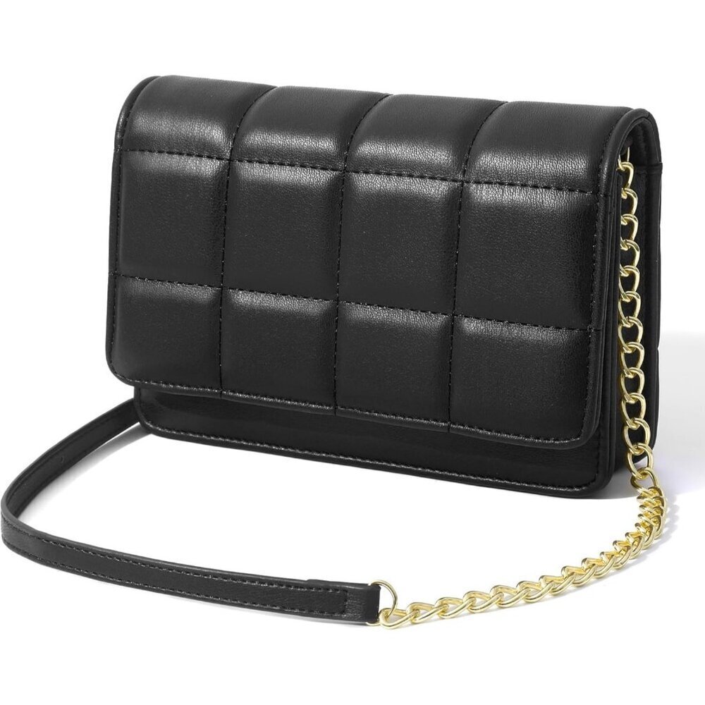 ✨Women Black Small Trendy Leather Crossbody Wallet Chain Shoulder Evening Bag